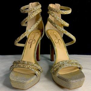 Gold & White Stoned Jessica Simpson Heel!